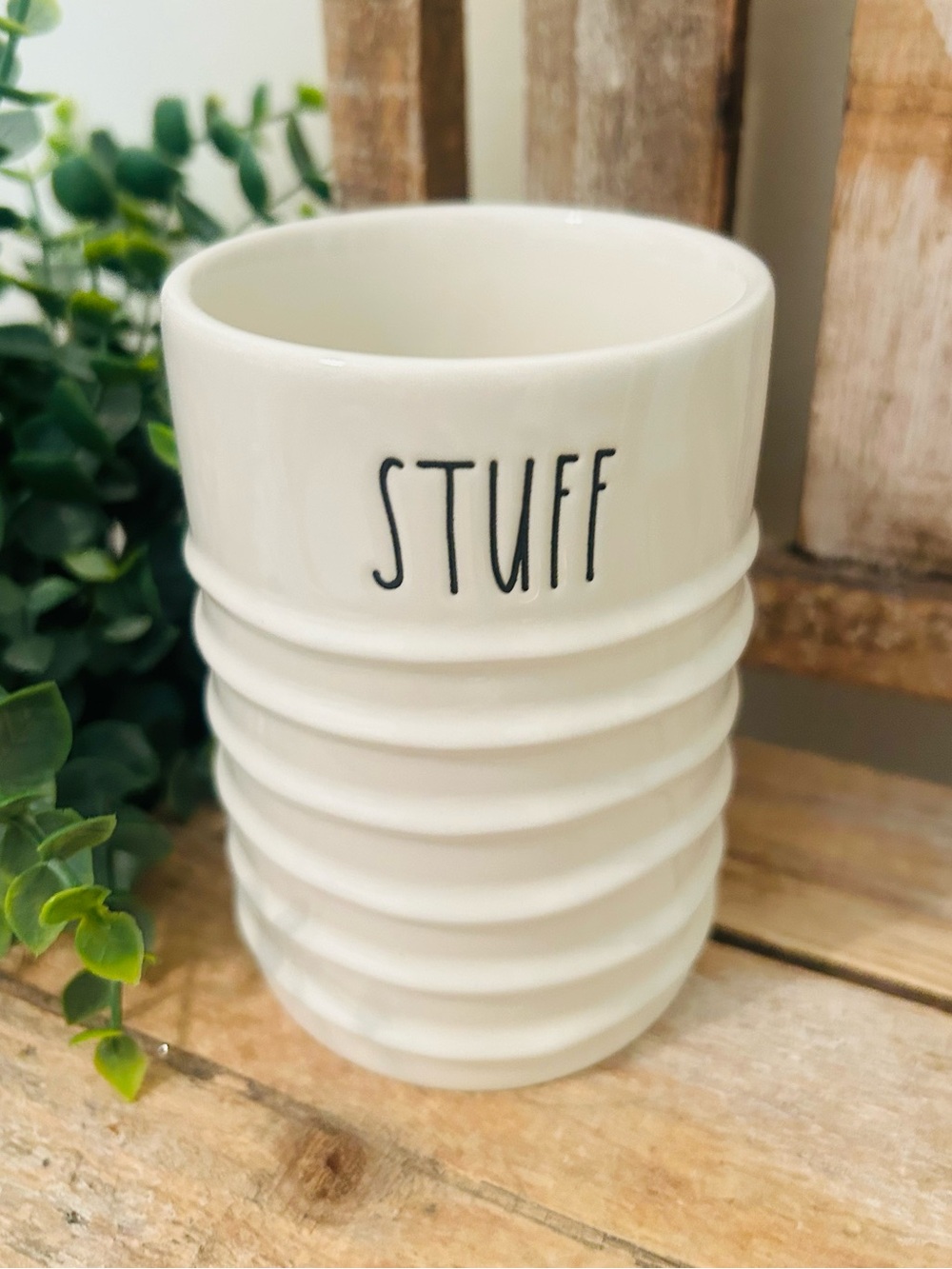 Rae Dunn Ceramics STUFF Cup/Holder